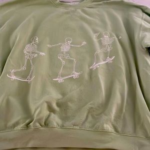 Urban outfitters x project social t green skeleton crew neck